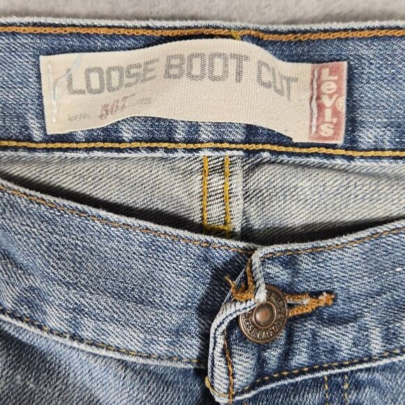 Vintage Levis 567 Jeans Mens 34x34 Blue Loose Bootcut Pants Baggy Y2K (32x32) - Picture 4 of 15